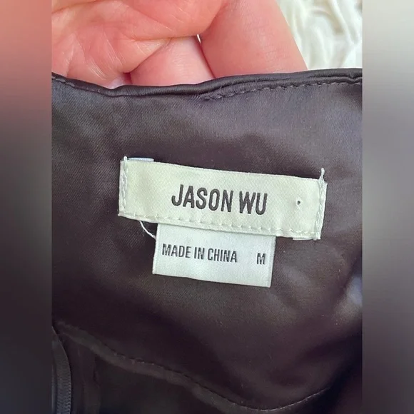 Jason Wu Satin Deep U Neck Halter Midi Dress back slit zip black size M - Picture 9 of 11